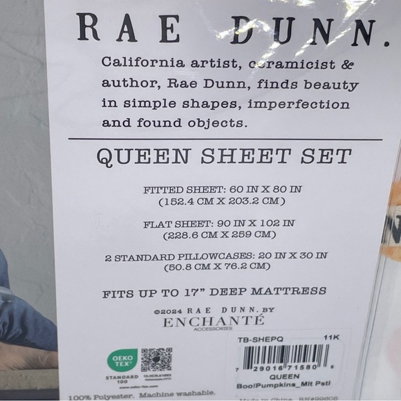 Rae Dunn Pumpkin Pink Pastel Jack O Lantern BOO Halloween Queen Sheets NEW - Picture 4 of 4